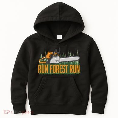 Run Forest Lumberjack Chainsaw & Logger Woodsman Kids Hoodie