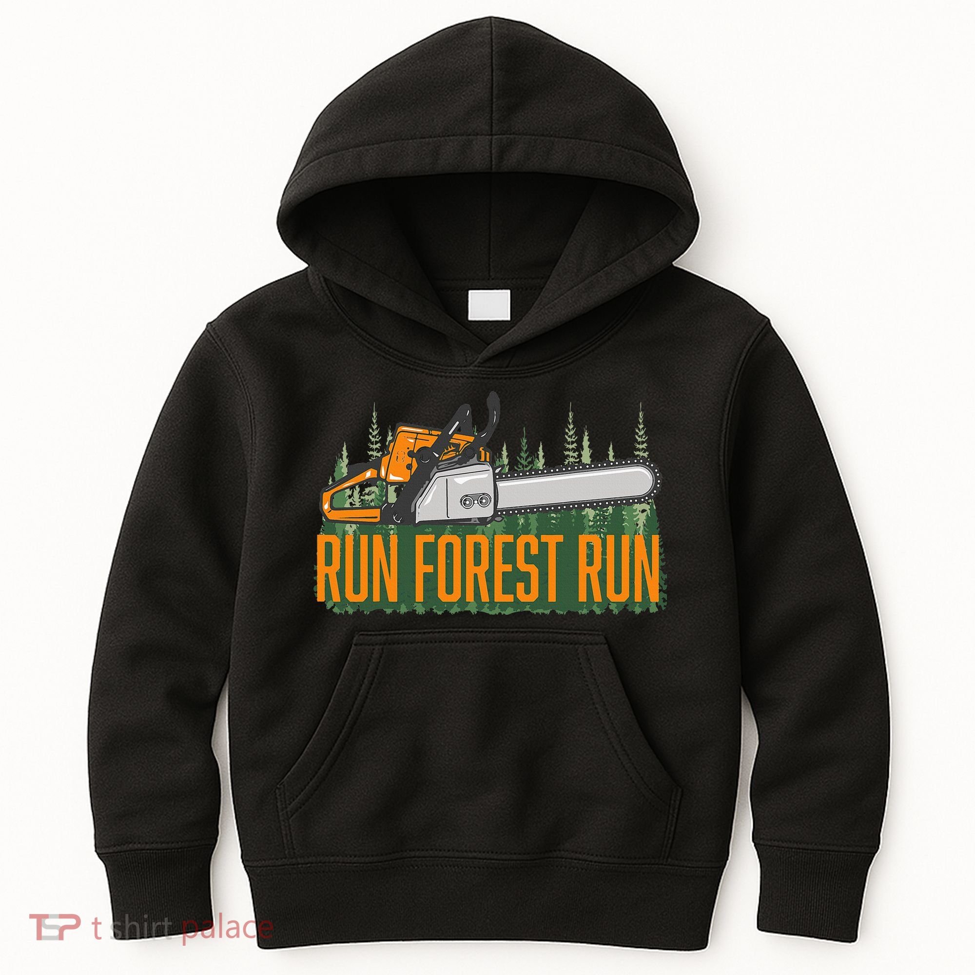 Run Forest Lumberjack Chainsaw & Logger Woodsman Kids Hoodie