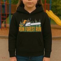 Run Forest Lumberjack Chainsaw & Logger Woodsman Kids Hoodie thumb 3