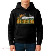 Run Forest Lumberjack Chainsaw & Logger Woodsman Kids Hoodie thumb 4