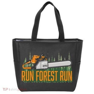 Run Forest Lumberjack Chainsaw & Logger Woodsman Tote Bag