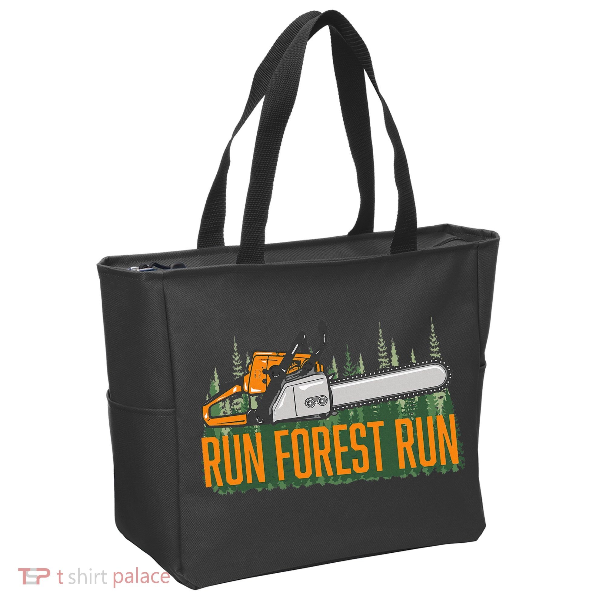 Run Forest Lumberjack Chainsaw & Logger Woodsman Tote Bag