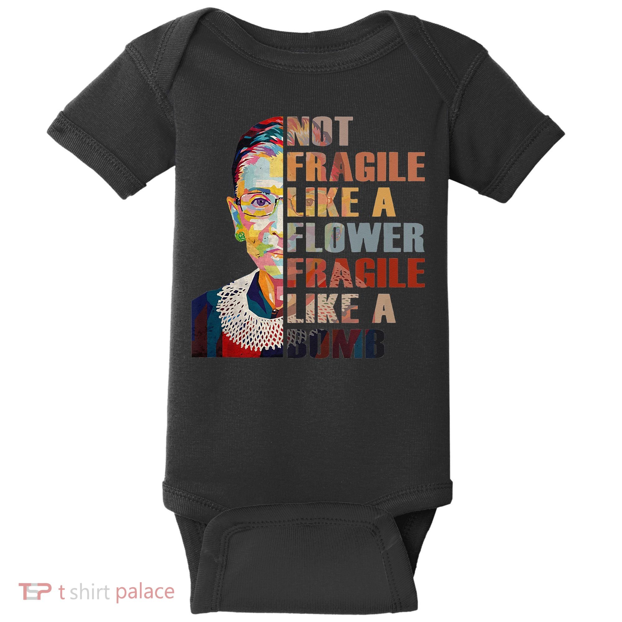 RBG. Fragile Like A Bomb. Ruth Bader Ginsberg Feminist Icon. Baby Bodysuit