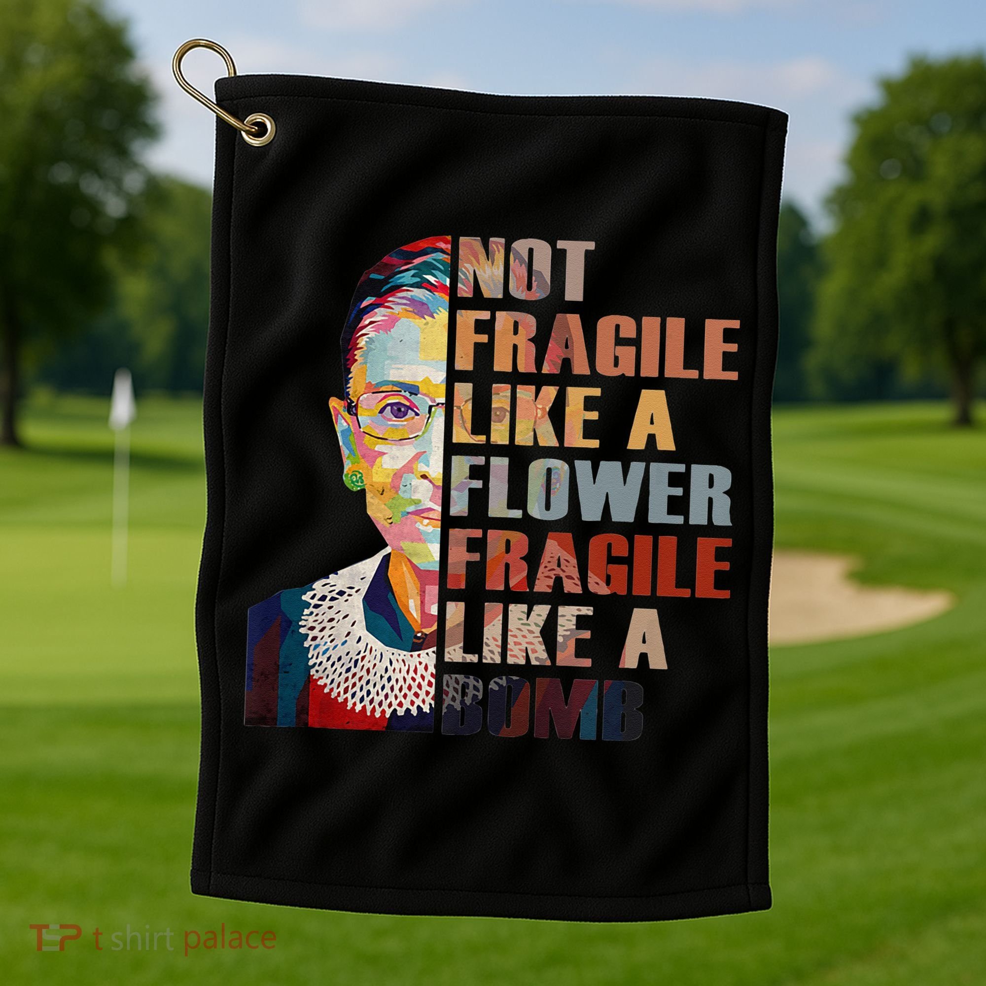RBG. Fragile Like A Bomb. Ruth Bader Ginsberg Feminist Icon. Golf Towel