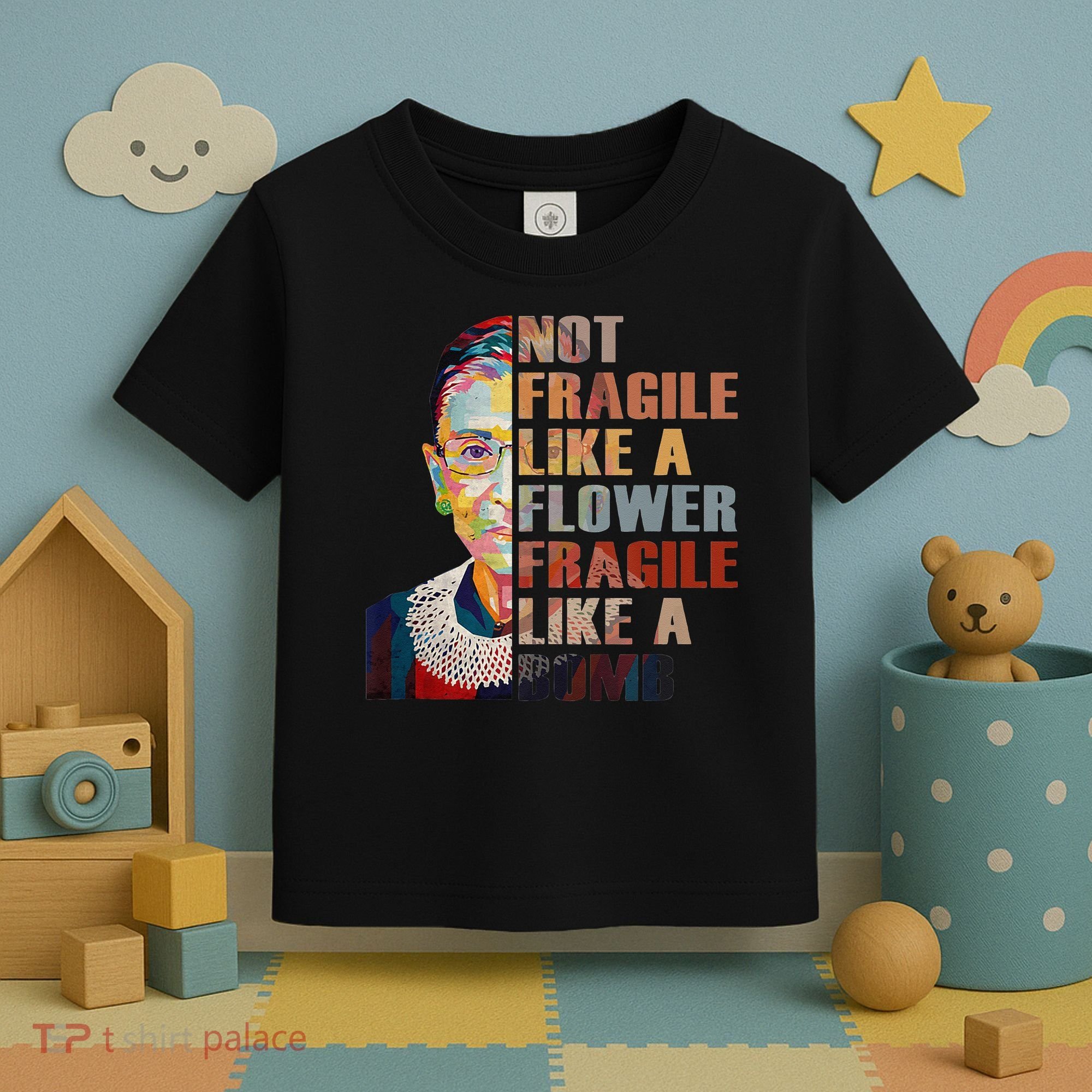 RBG. Fragile Like A Bomb. Ruth Bader Ginsberg Feminist Icon. Toddler T-Shirt
