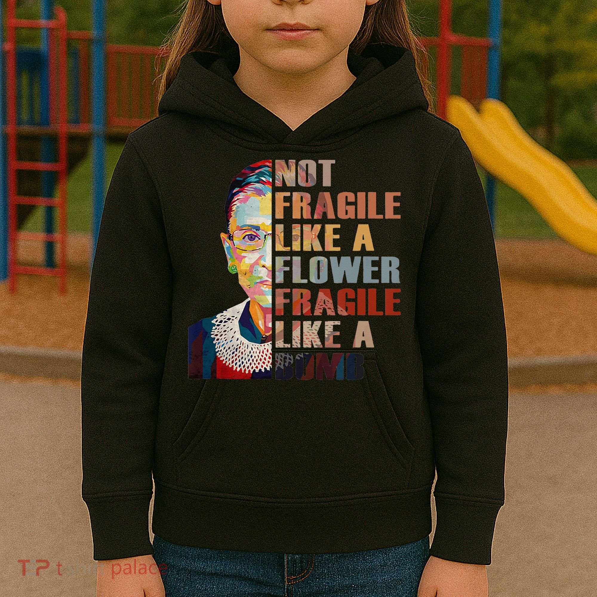 RBG. Fragile Like A Bomb. Ruth Bader Ginsberg Feminist Icon. Kids Hoodie