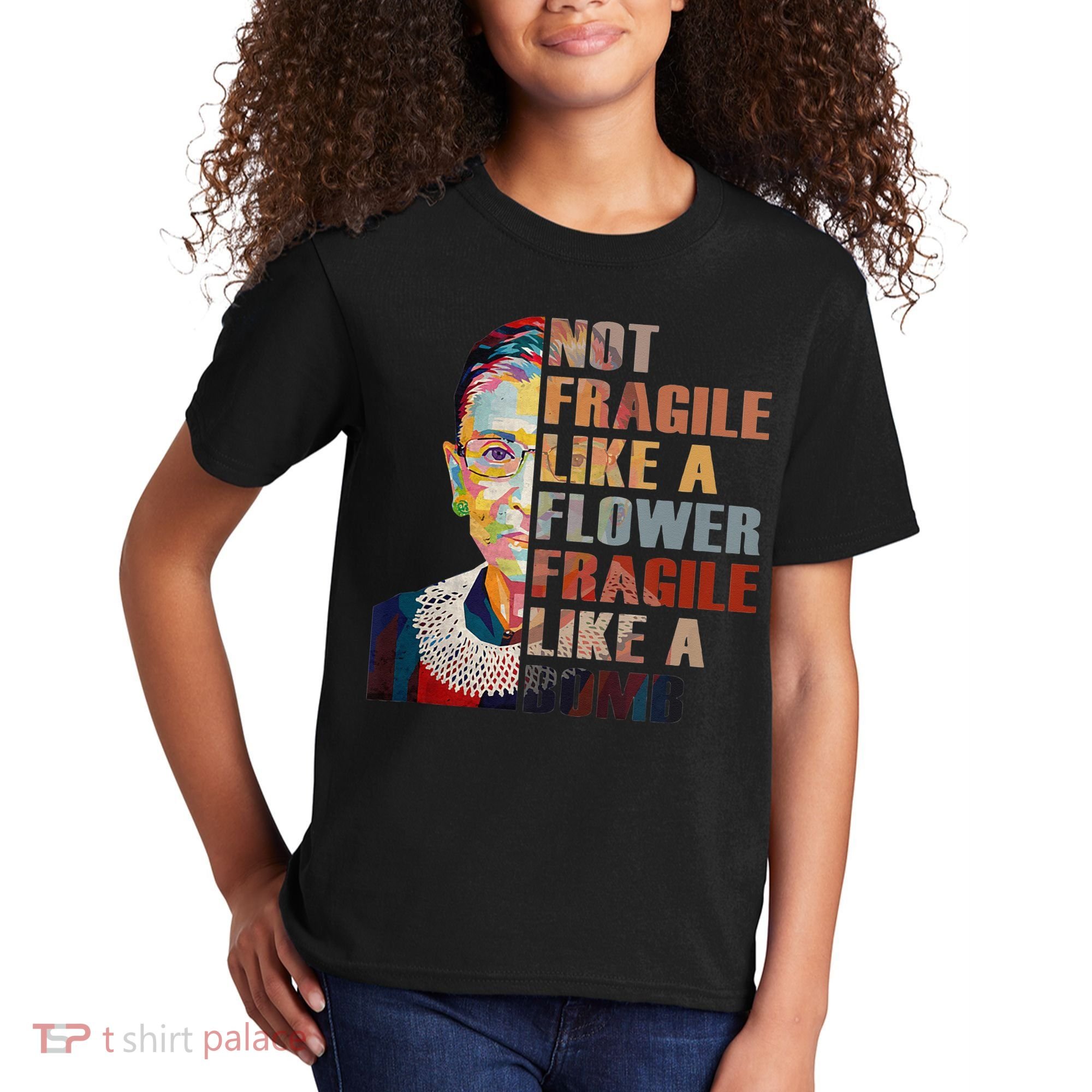 RBG. Fragile Like A Bomb. Ruth Bader Ginsberg Feminist Icon. Kids T-Shirt
