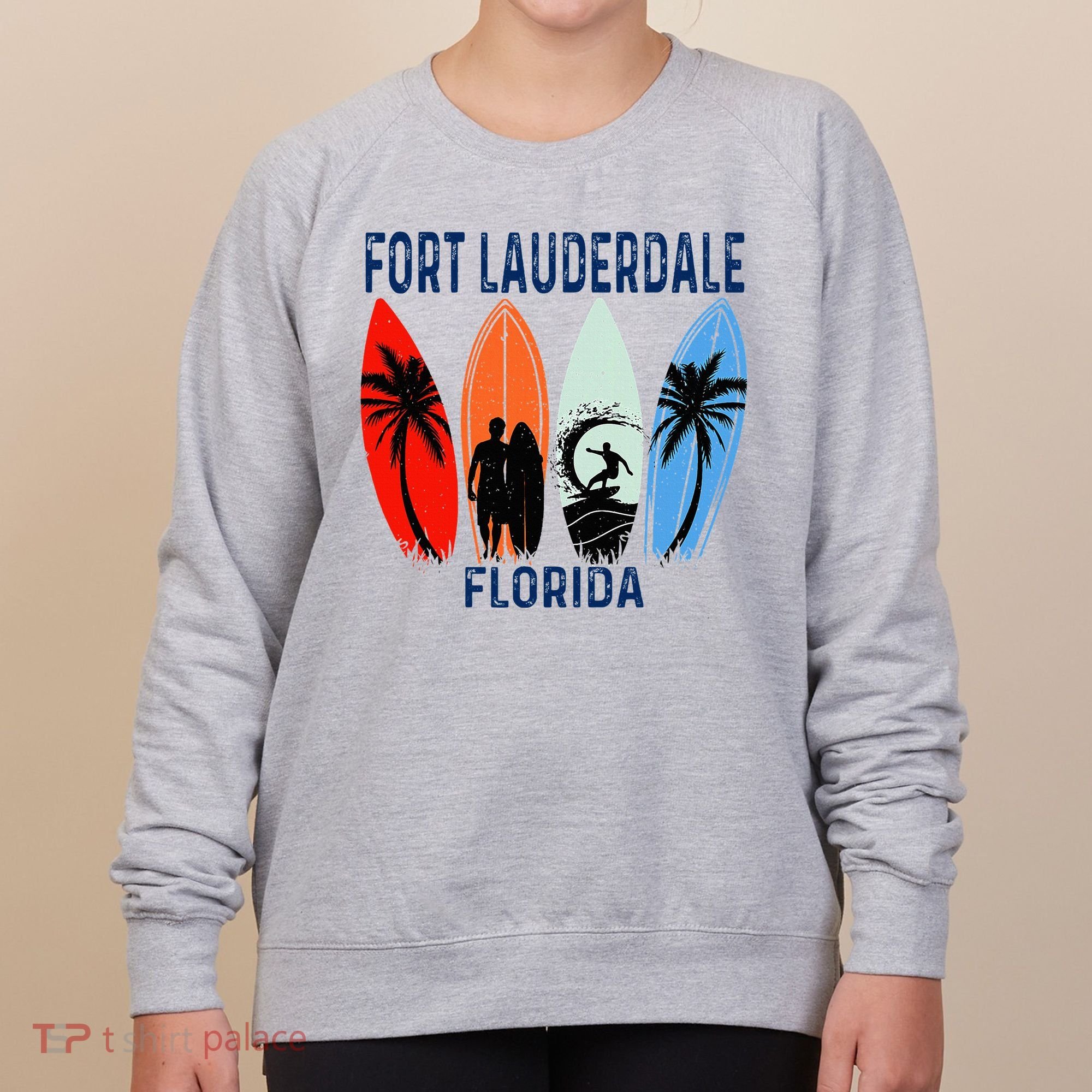 Retro Fort Lauderdale Beach Florida Surfboarder Beach Women's Sweatshirt