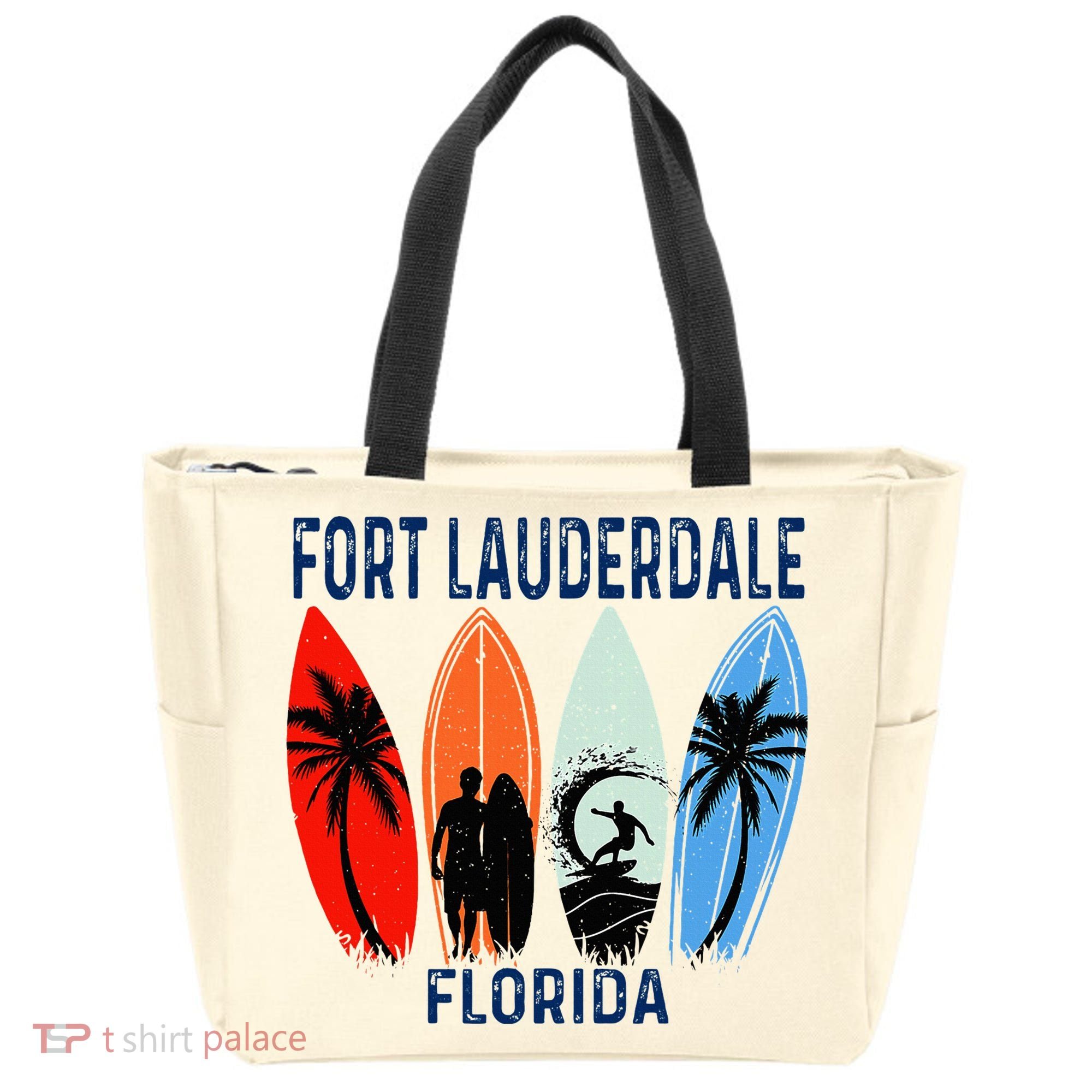 Retro Fort Lauderdale Beach Florida Surfboarder Beach Tote Bag