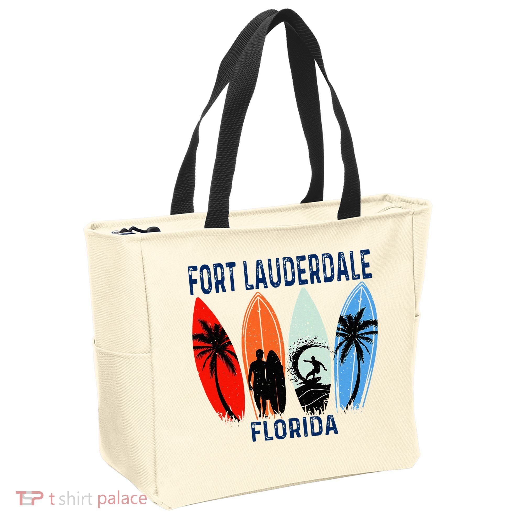 Retro Fort Lauderdale Beach Florida Surfboarder Beach Tote Bag