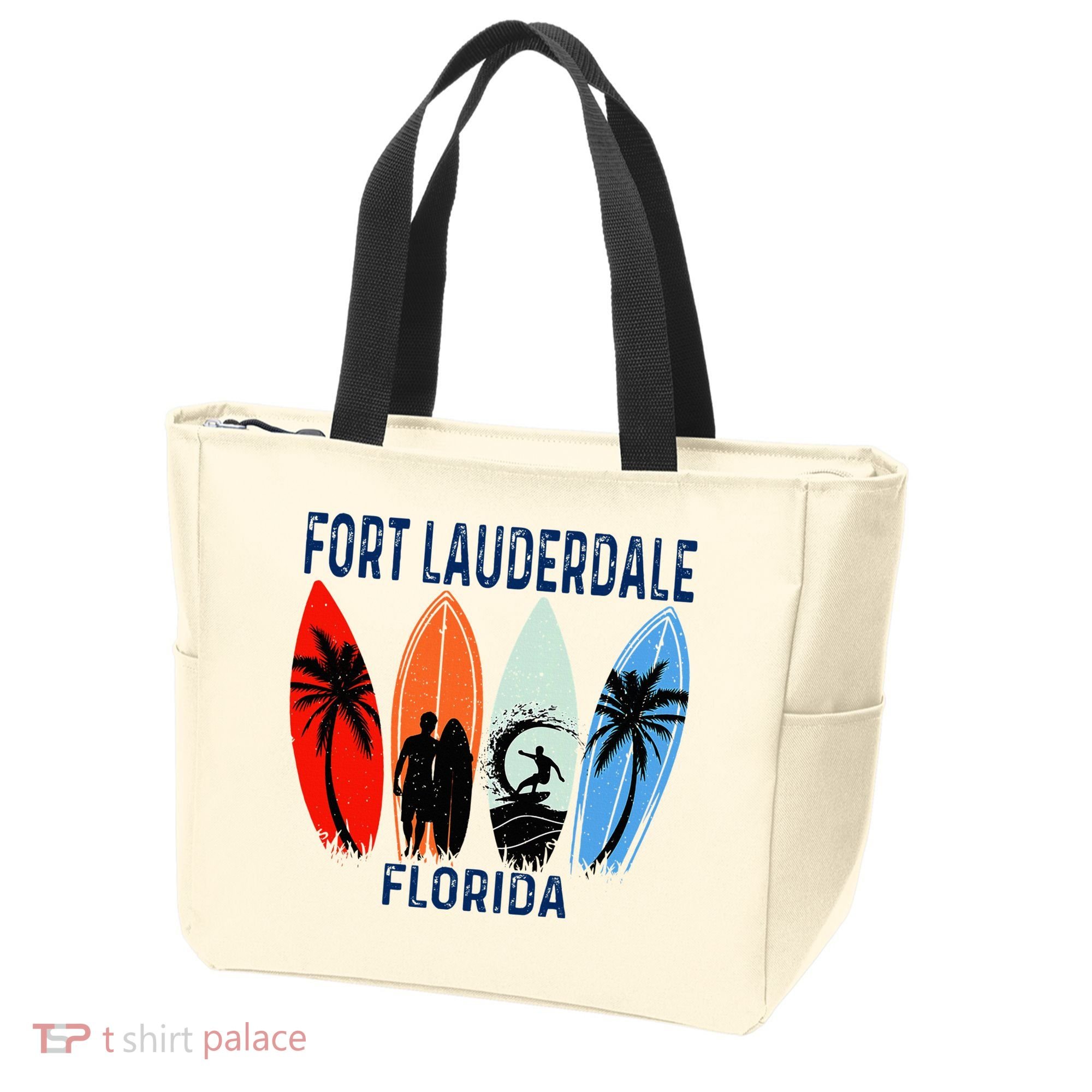 Retro Fort Lauderdale Beach Florida Surfboarder Beach Tote Bag