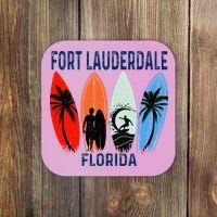 Retro Fort Lauderdale Beach Florida Surfboarder Beach Coaster thumb 0