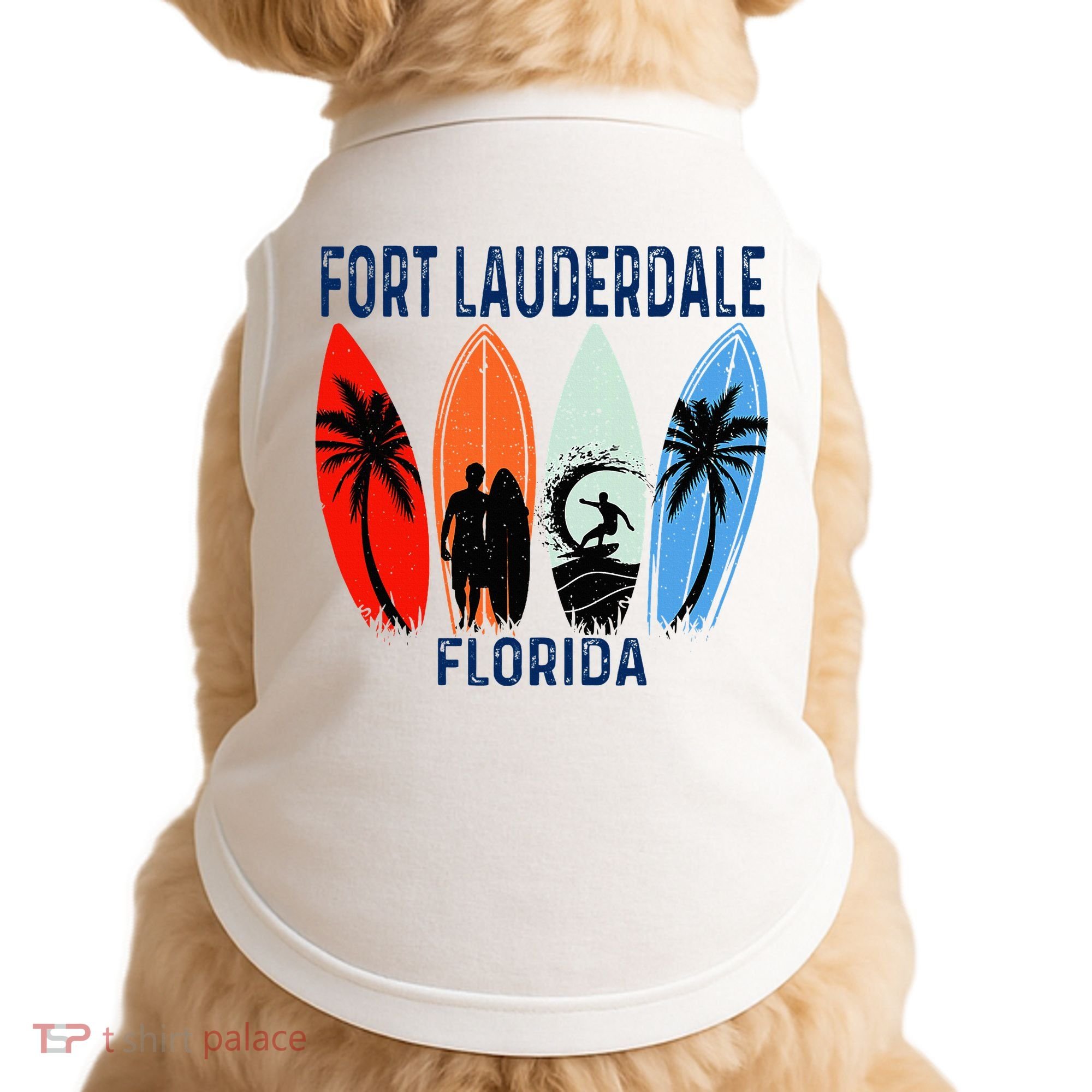 Retro Fort Lauderdale Beach Florida Surfboarder Beach Doggie Tank