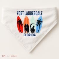 Retro Fort Lauderdale Beach Florida Surfboarder Beach USA-Made Doggie Bandana thumb 0