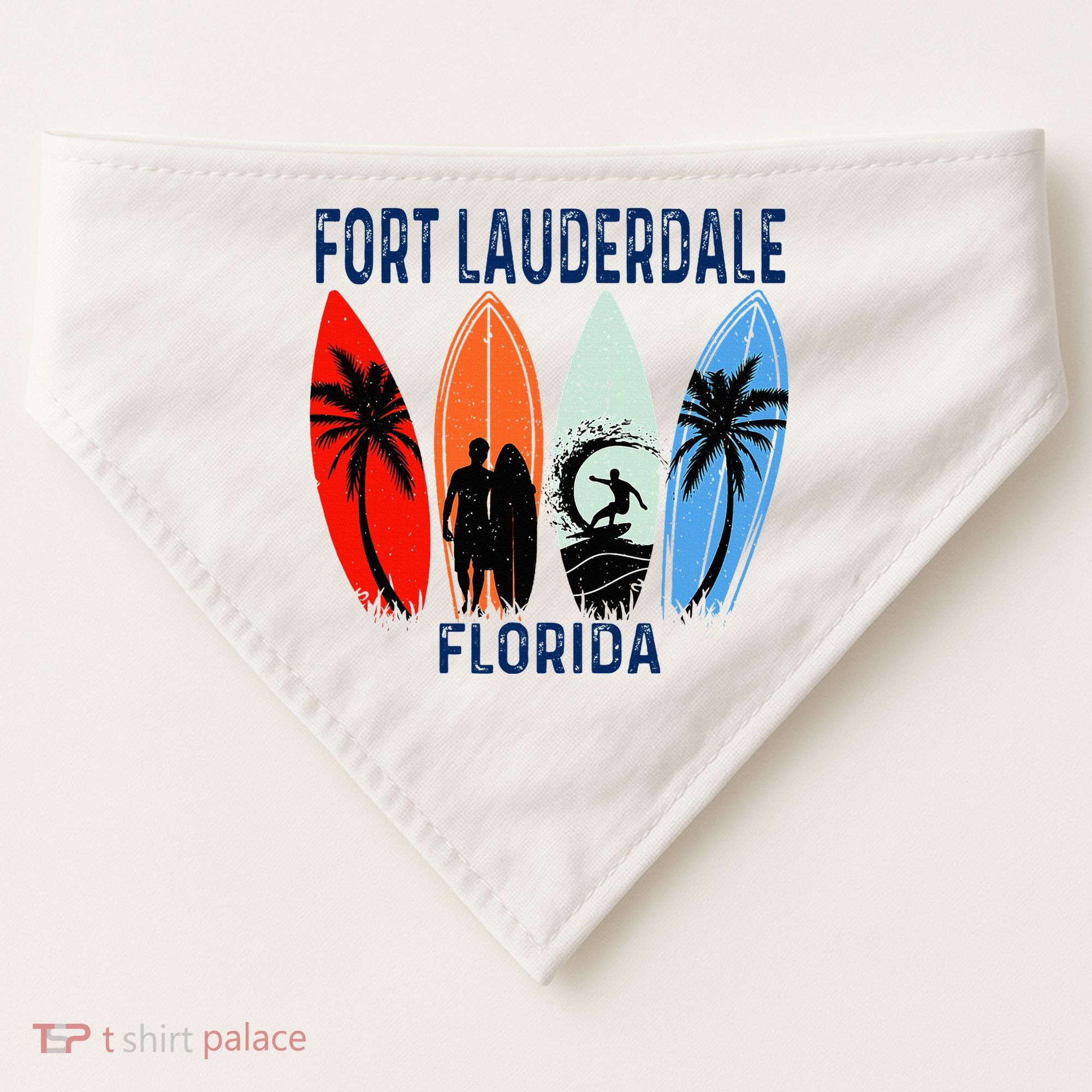 Retro Fort Lauderdale Beach Florida Surfboarder Beach USA-Made Doggie Bandana