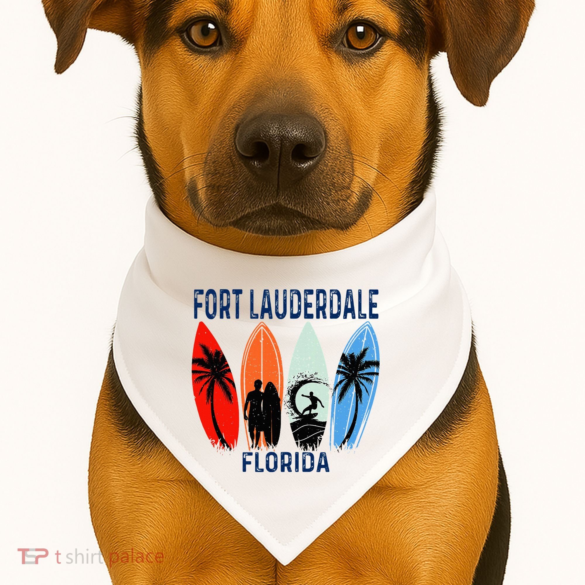 Retro Fort Lauderdale Beach Florida Surfboarder Beach USA-Made Doggie Bandana