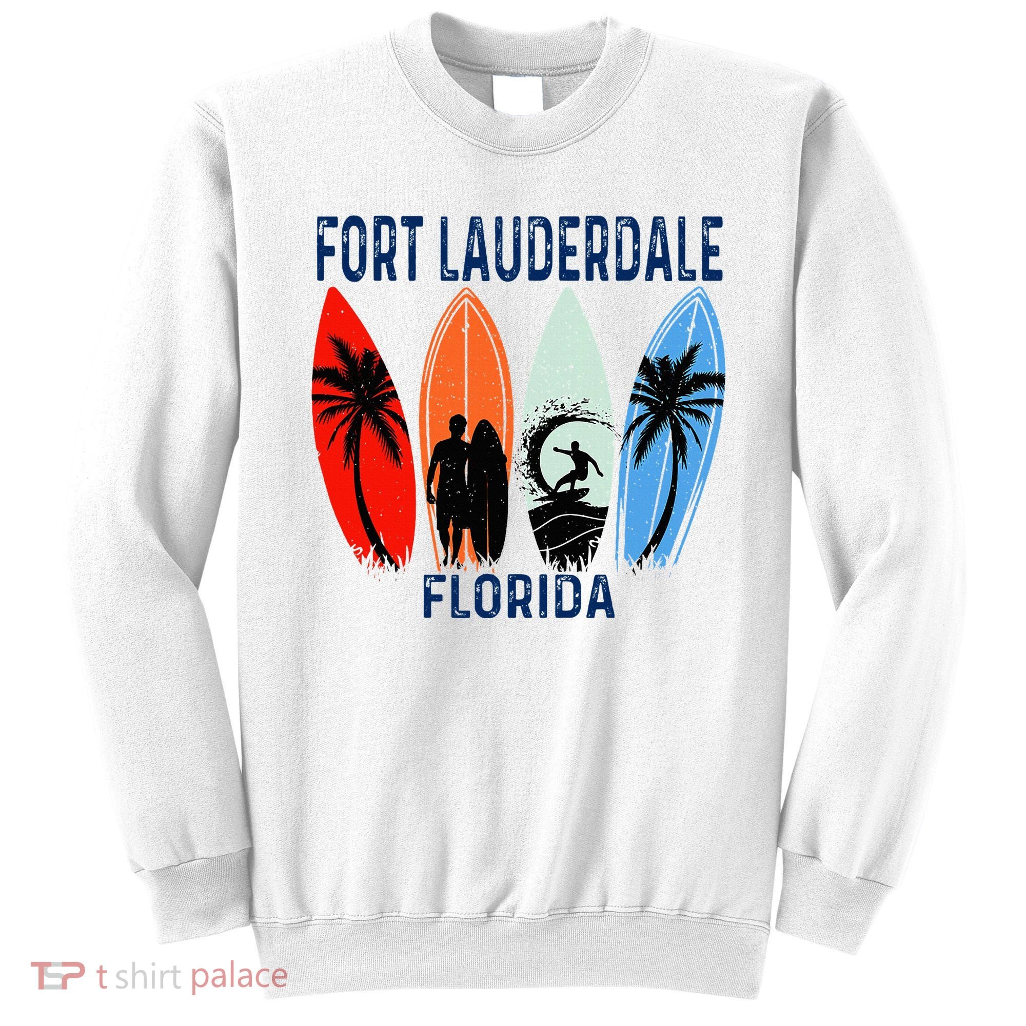 Retro Fort Lauderdale Beach Florida Surfboarder Beach Sweatshirt