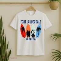 Retro Fort Lauderdale Beach Florida Surfboarder Beach T-Shirt thumb 2