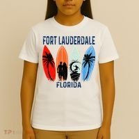 Retro Fort Lauderdale Beach Florida Surfboarder Beach T-Shirt thumb 4
