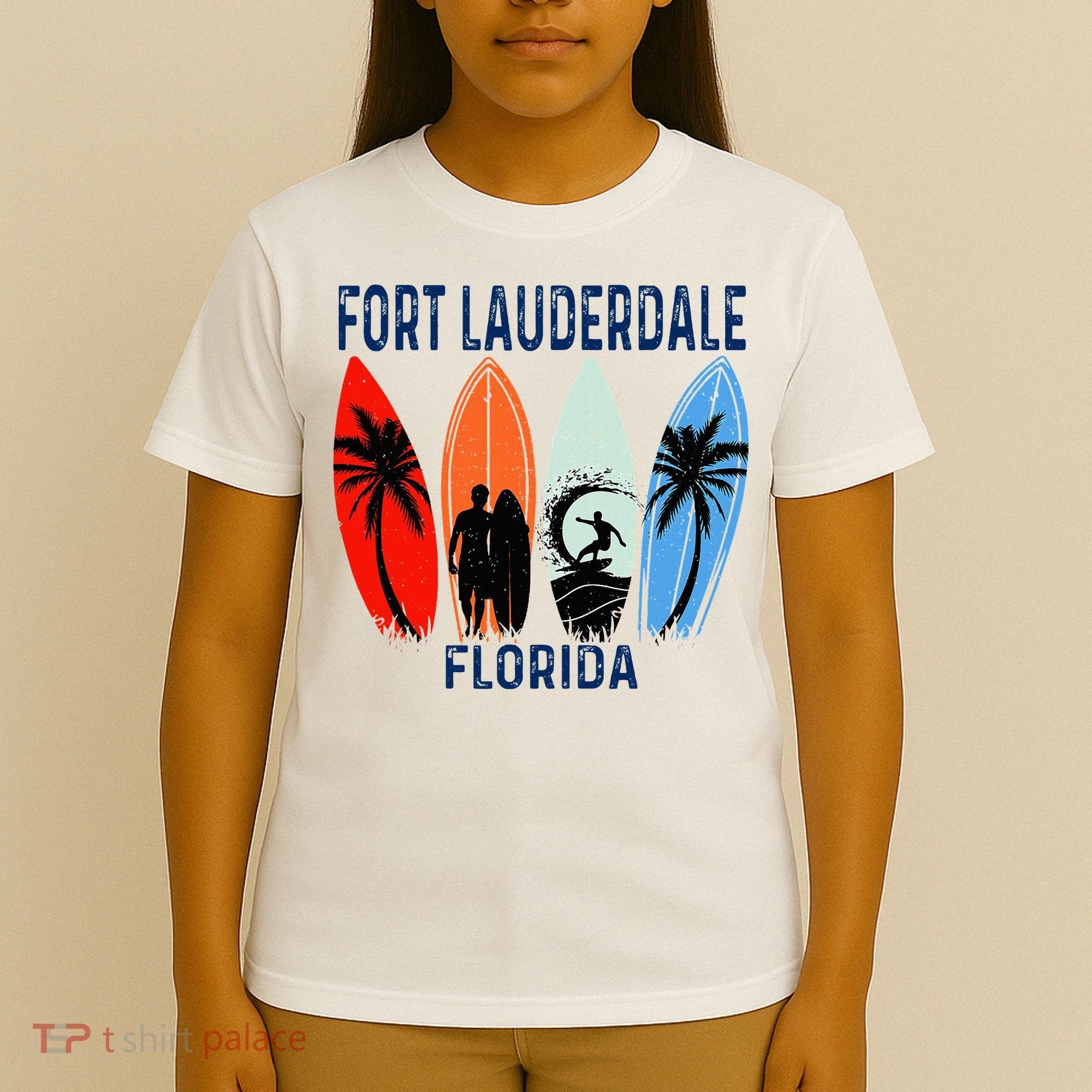 Retro Fort Lauderdale Beach Florida Surfboarder Beach T-Shirt
