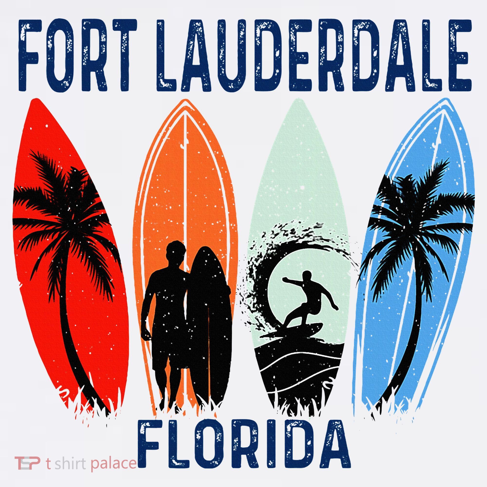 Retro Fort Lauderdale Beach Florida Surfboarder Beach T-Shirt
