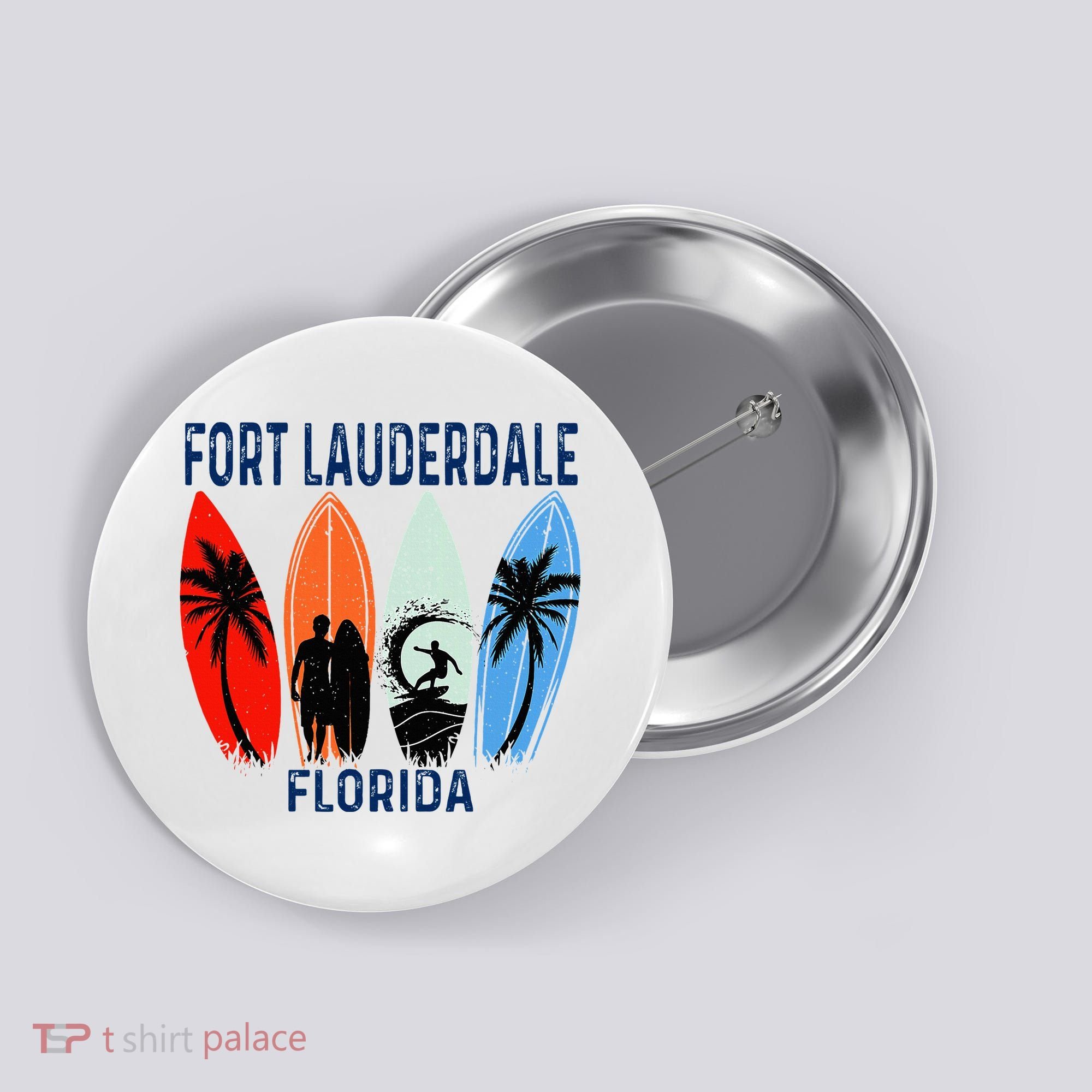 Retro Fort Lauderdale Beach Florida Surfboarder Beach Button
