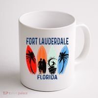 Retro Fort Lauderdale Beach Florida Surfboarder Beach Coffee Mug thumb 1