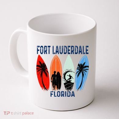Retro Fort Lauderdale Beach Florida Surfboarder Beach Coffee Mug