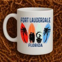 Retro Fort Lauderdale Beach Florida Surfboarder Beach Coffee Mug thumb 2