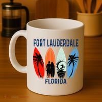 Retro Fort Lauderdale Beach Florida Surfboarder Beach Coffee Mug thumb 4