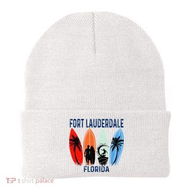 Retro Fort Lauderdale Beach Florida Surfboarder Beach Beanie