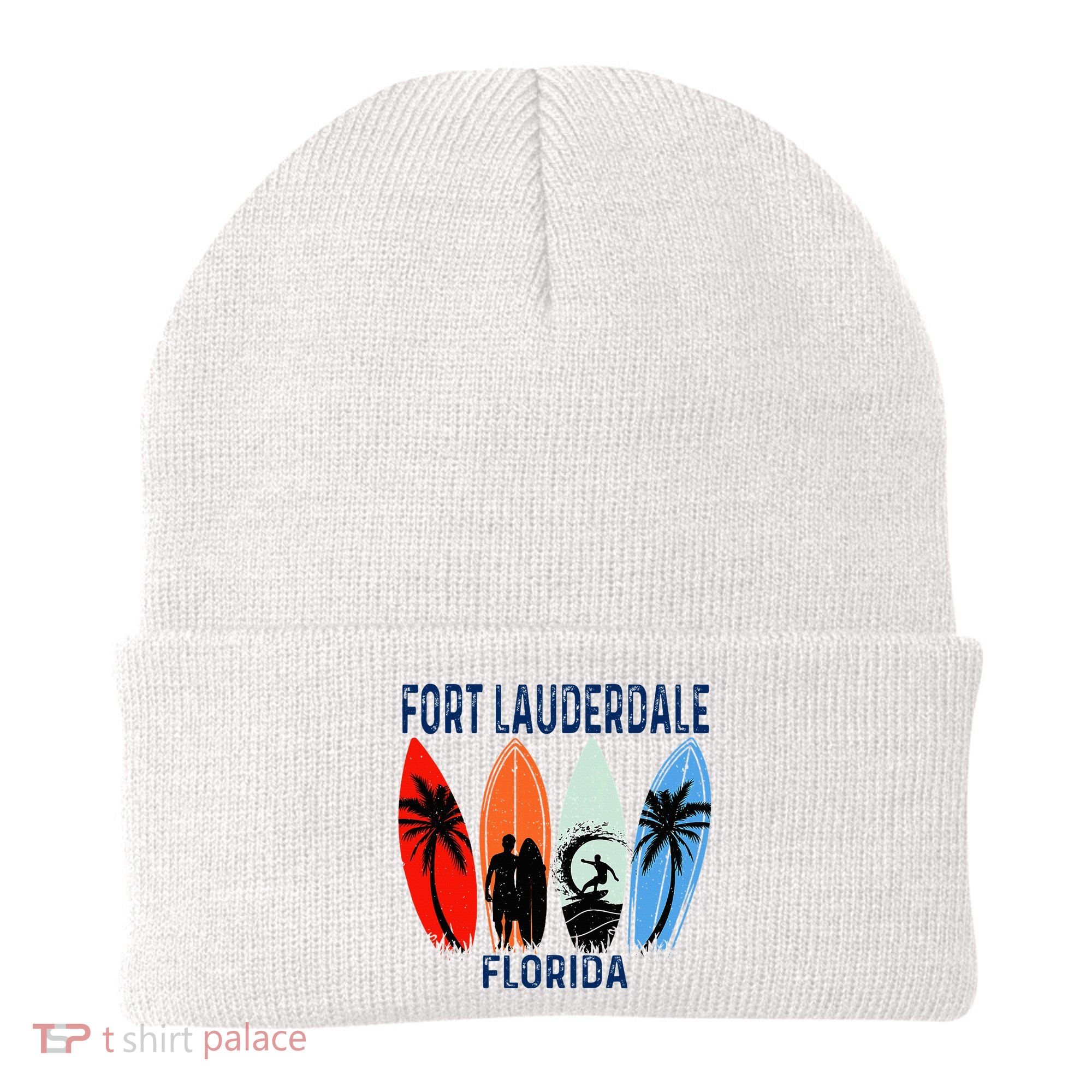 Retro Fort Lauderdale Beach Florida Surfboarder Beach Beanie