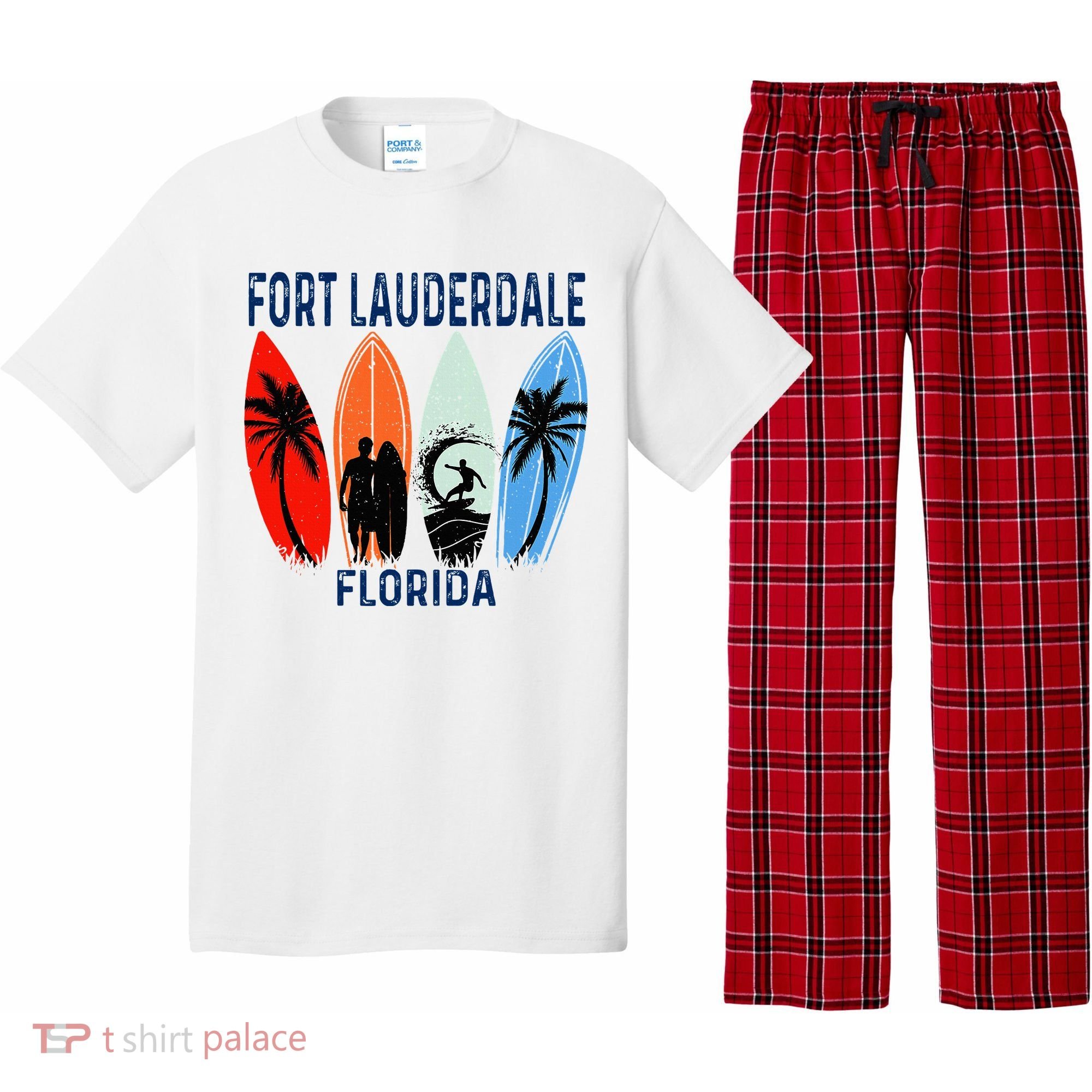 Retro Fort Lauderdale Beach Florida Surfboarder Beach Pajama Set