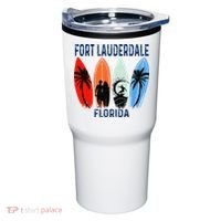 Retro Fort Lauderdale Beach Florida Surfboarder Beach Tumbler thumb 0