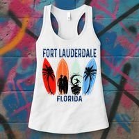 Retro Fort Lauderdale Beach Florida Surfboarder Beach Women's Tank Top thumb 3