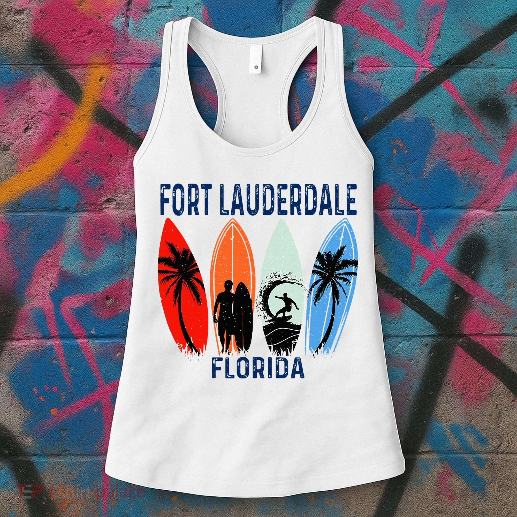 Retro Fort Lauderdale Beach Florida Surfboarder Beach Women's Tank Top