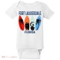 Retro Fort Lauderdale Beach Florida Surfboarder Beach Baby Bodysuit thumb 0