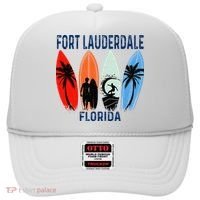 Retro Fort Lauderdale Beach Florida Surfboarder Beach Hat thumb 0