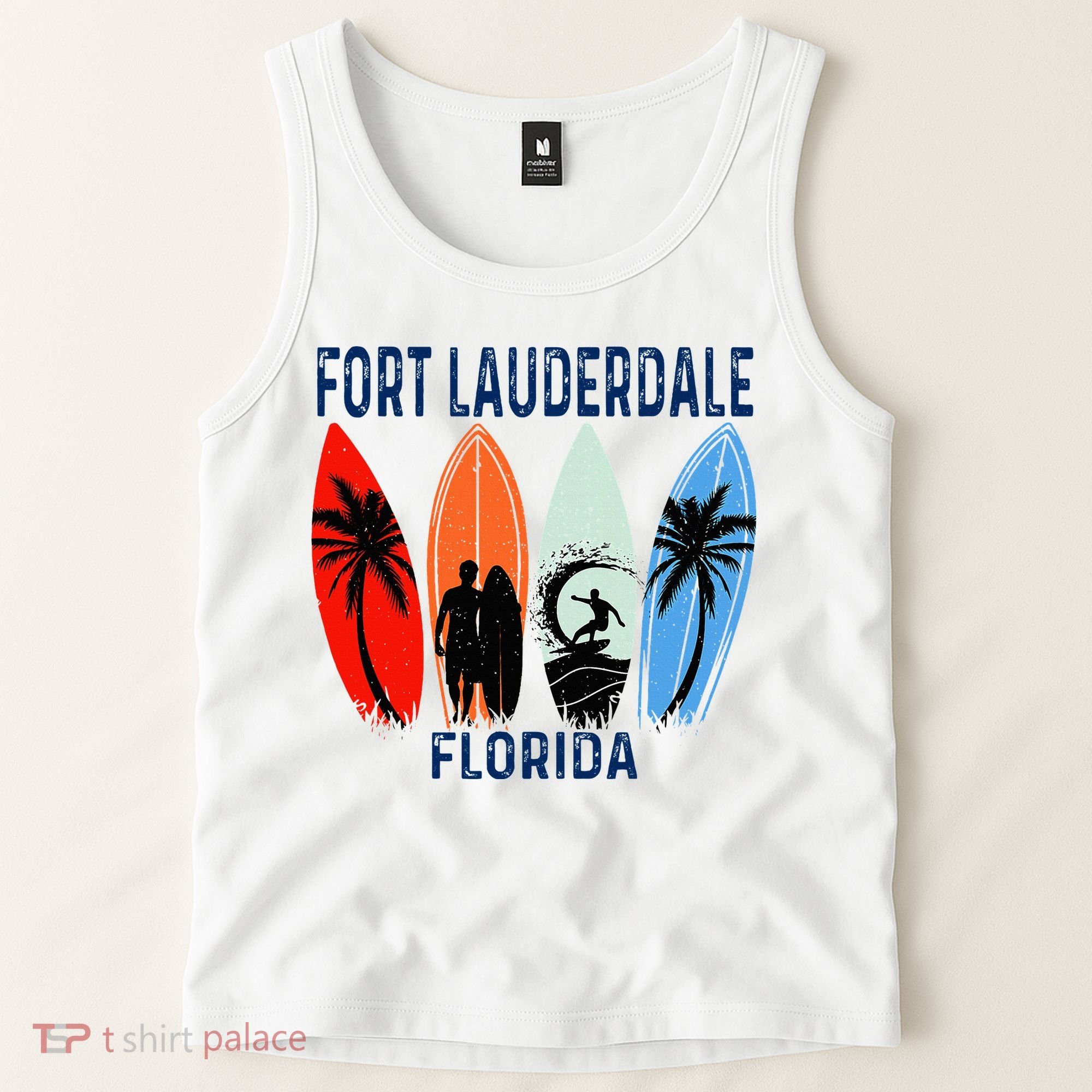 Retro Fort Lauderdale Beach Florida Surfboarder Beach Tank Top