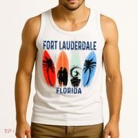 Retro Fort Lauderdale Beach Florida Surfboarder Beach Tank Top thumb 3