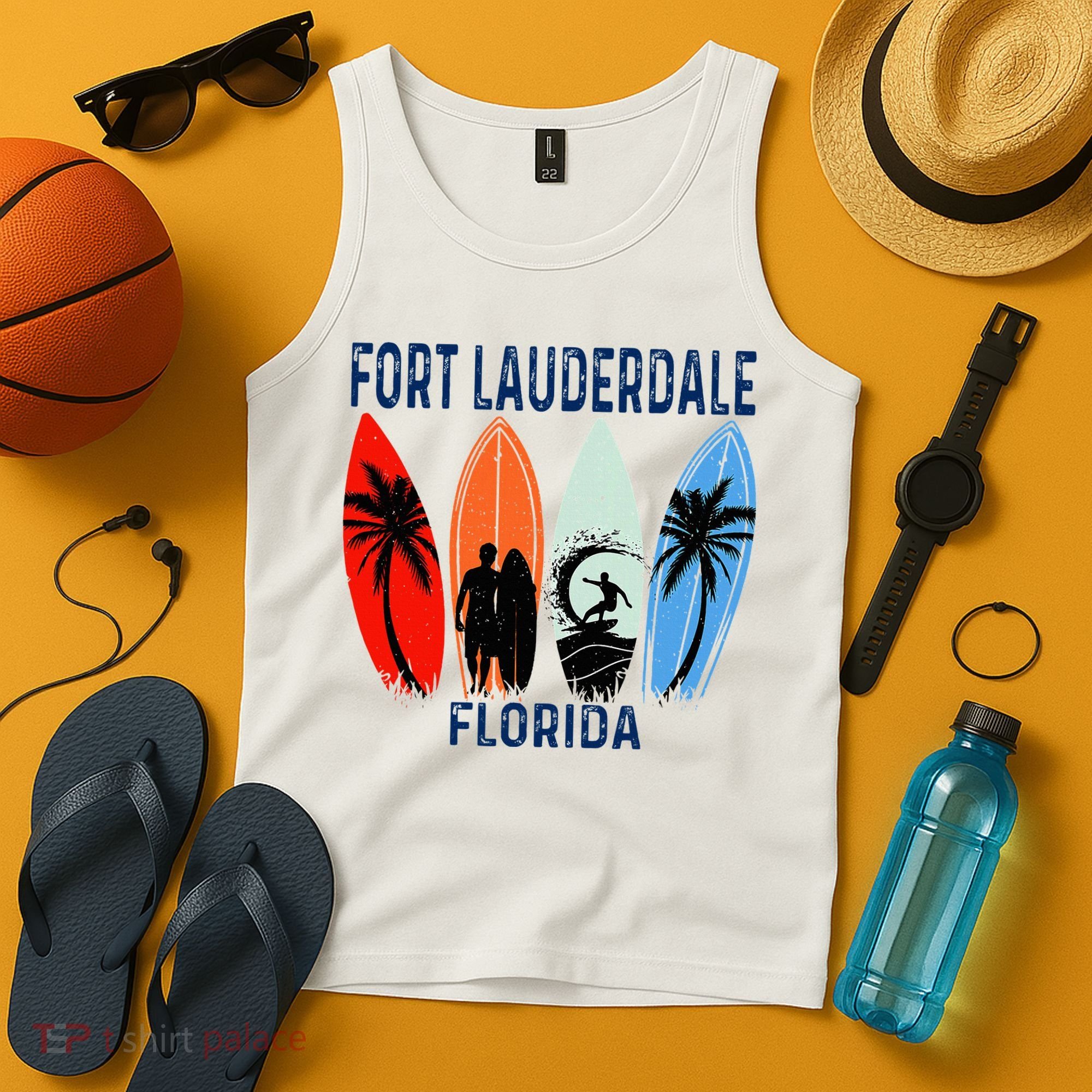 Retro Fort Lauderdale Beach Florida Surfboarder Beach Tank Top