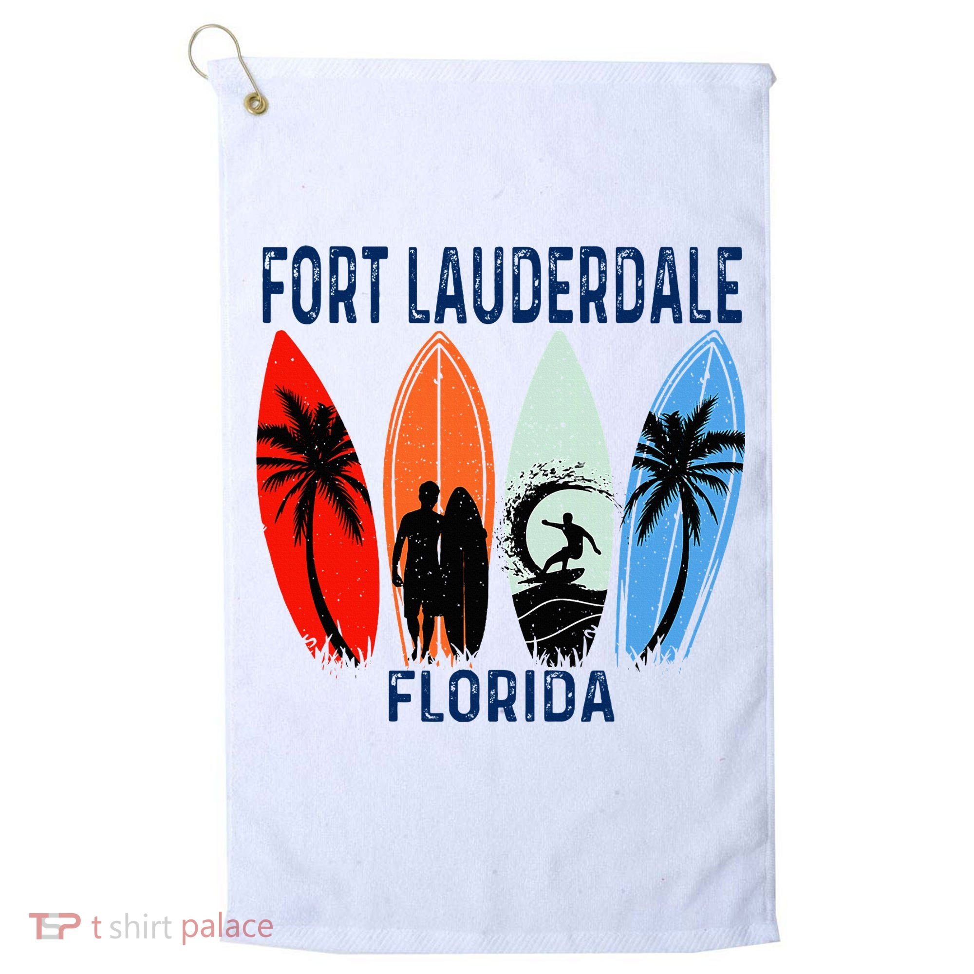 Retro Fort Lauderdale Beach Florida Surfboarder Beach Golf Towel