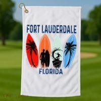 Retro Fort Lauderdale Beach Florida Surfboarder Beach Golf Towel thumb 1