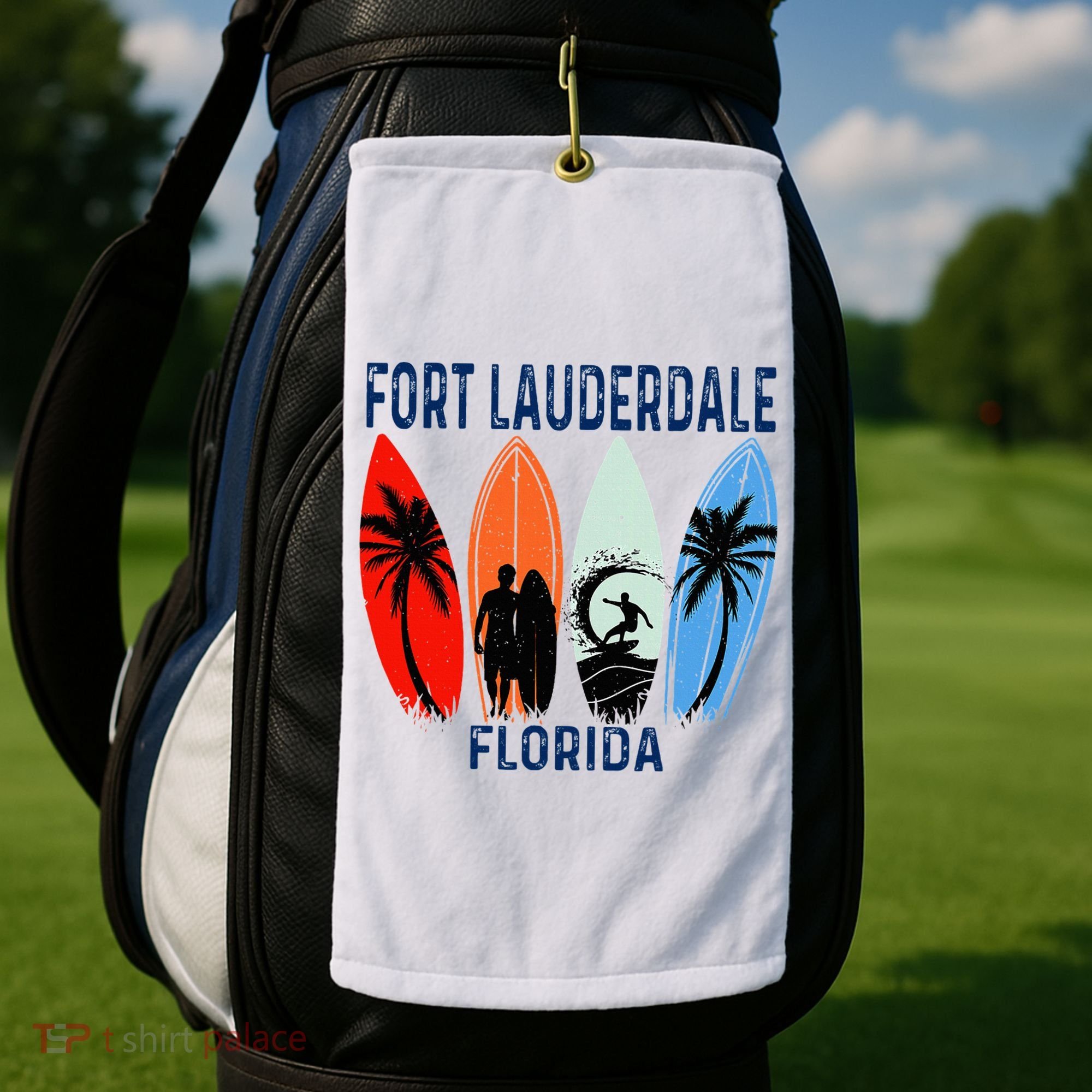 Retro Fort Lauderdale Beach Florida Surfboarder Beach Golf Towel