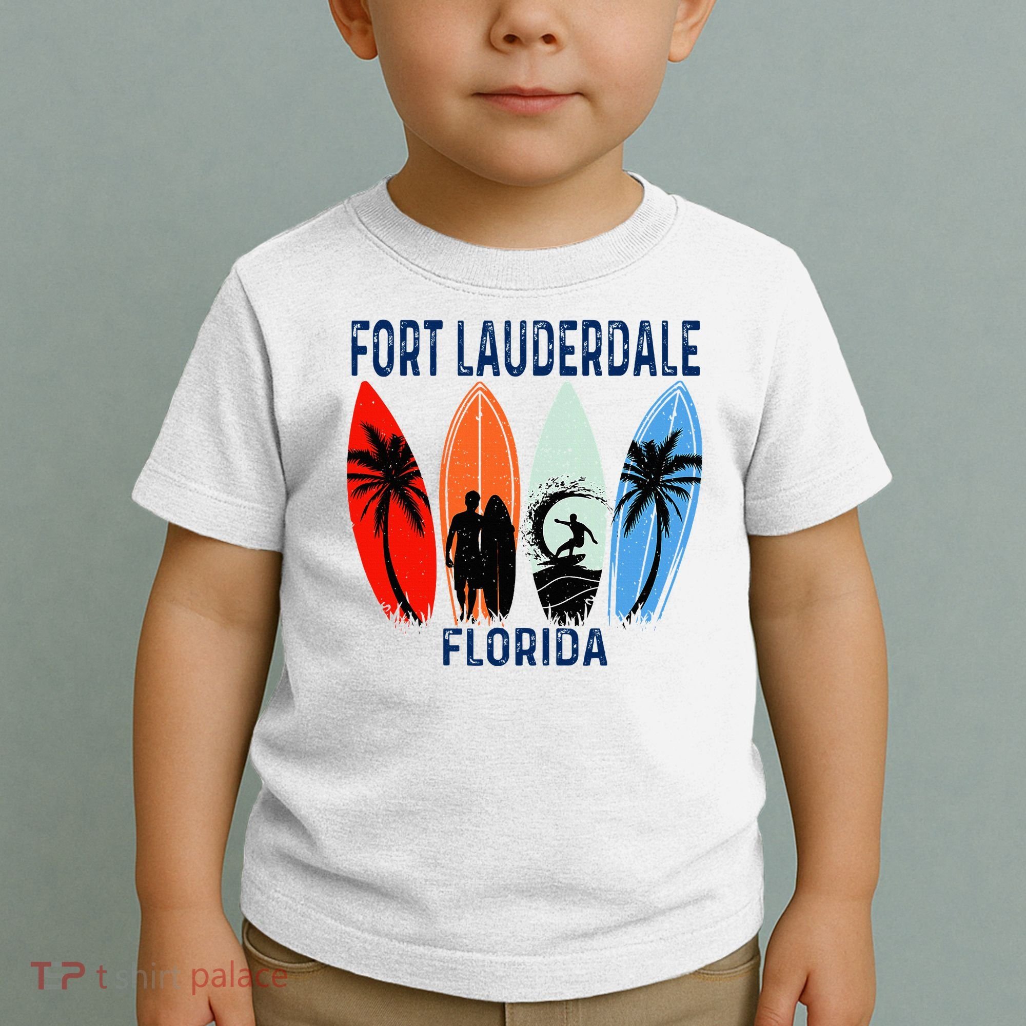 Retro Fort Lauderdale Beach Florida Surfboarder Beach Toddler T-Shirt