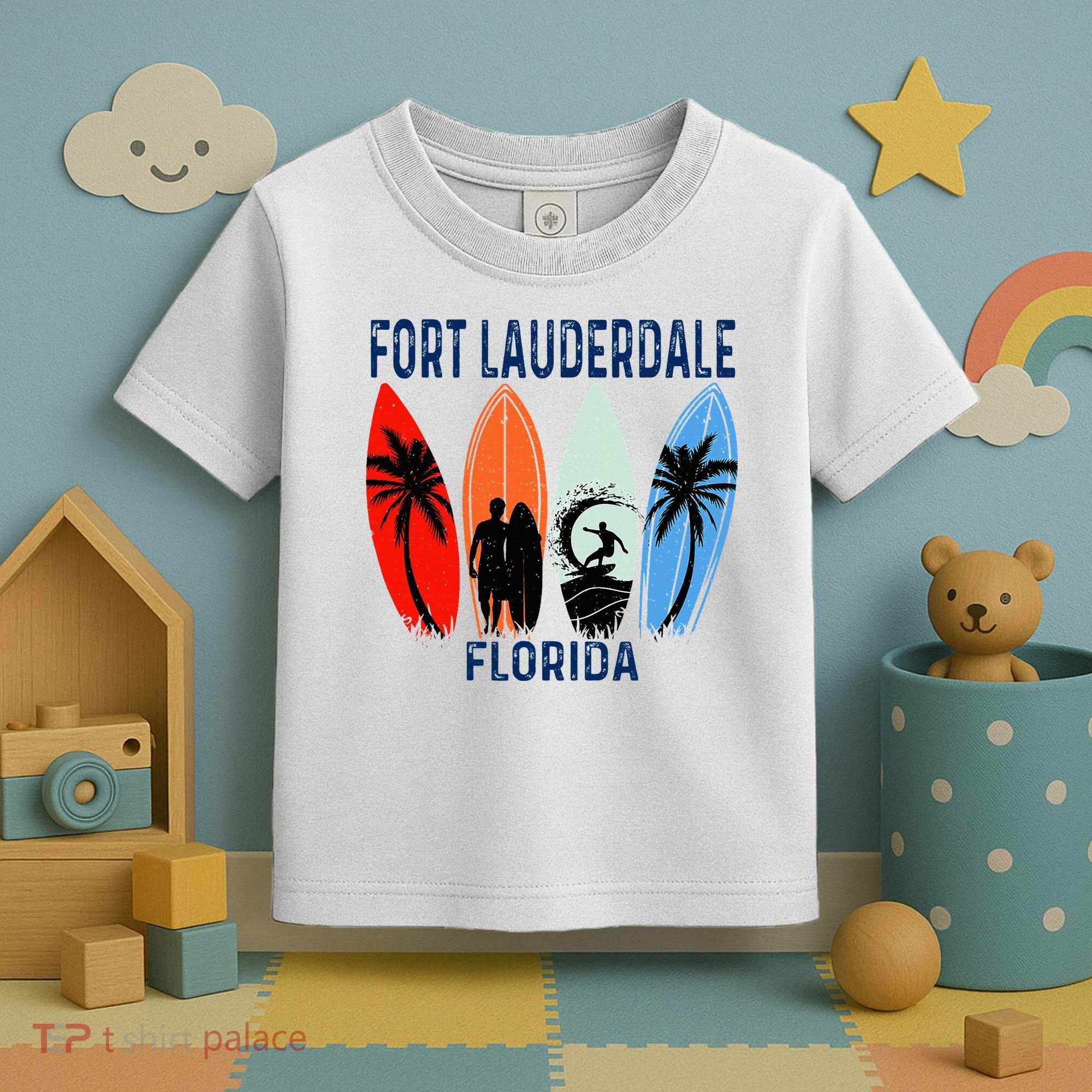 Retro Fort Lauderdale Beach Florida Surfboarder Beach Toddler T-Shirt