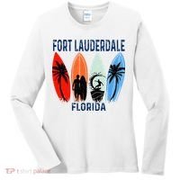 Retro Fort Lauderdale Beach Florida Surfboarder Beach Women's Long Sleeve Shirt thumb 0