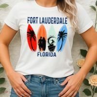 Retro Fort Lauderdale Beach Florida Surfboarder Beach Women's T-Shirt thumb 2