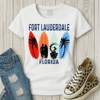 Retro Fort Lauderdale Beach Florida Surfboarder Beach Women's T-Shirt thumb 3