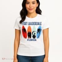 Retro Fort Lauderdale Beach Florida Surfboarder Beach Women's T-Shirt thumb 4